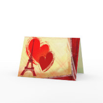Two hearts in Paris Greeting Cards