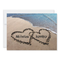 Two Hearts In The Sand Wedding Invitation