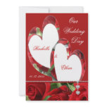 Two Hearts Red Rose  Wedding  Invitations