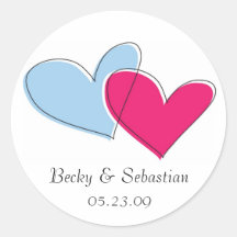 Two Hearts Sticker Labels