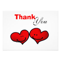 Two hearts thank you cards personalized invite