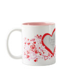 Two hearts valentine / wedding photos red pink mug
