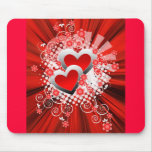 Two hearts with florals mouse mats