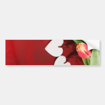 Two Hearts with Tulips Bumper Stickers