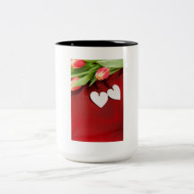 Two Hearts with Tulips Mugs