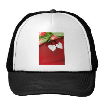 Two Hearts with Tulips Trucker Hat