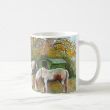 Two horses and a Gypsy wagon Coffee Mugs