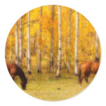 Two Horses in the Colorado Fall Foliage Stickers