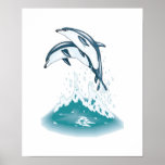 two jumping dolphins posters