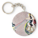 two kids riding a butterfly cart keychains