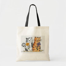 Two kitty friends canvas bags