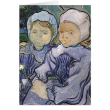 Two Little Girls, 1890 Greeting Card