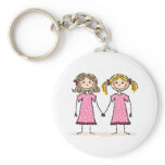 Two little girls holding hands keychains