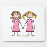 Two little girls holding hands mousepads
