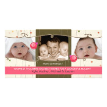 Two Little ornaments - holiday photocard Customised Photo Card