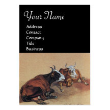 TWO LYING COWS  MONOGRAM,black Business Cards