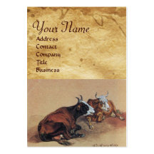 TWO LYING COWS  MONOGRAM Parchment Business Card