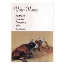 TWO LYING COWS  MONOGRAM,White pearl paper Business Card Template