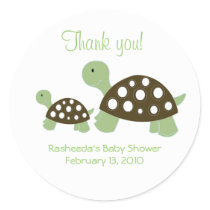 Two Mod Green Dot Turtles Favour Stickers