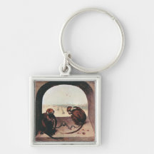 Two monkeys by Pieter Bruegel Keychains
