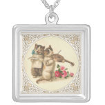 Two Musical Kittens Sing and Play Violin Personalised Necklace