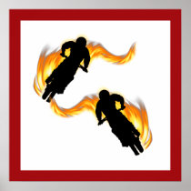 Two Off Road Dirt Bikes with Flames Print