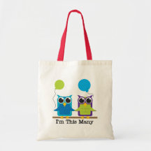 Two Owls I'm This Many Birthday Tshirts Bag