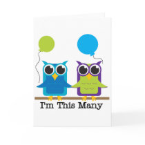 Two Owls I'm This Many Birthday Tshirts Cards