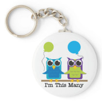 Two Owls I'm This Many Birthday Tshirts Keychain