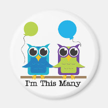 Two Owls I'm This Many Birthday Tshirts Magnets