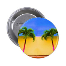 Two Palm Retro Trees Sky Yellow Buttons
