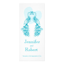 Two Peafowl teal wedding invitation