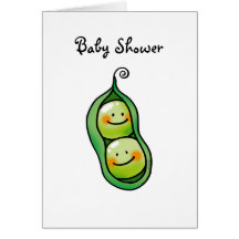 Two peas in a pod, twins baby shower greeting card