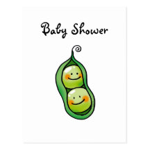 Two peas in a pod, twins baby shower postcard