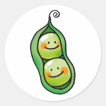 Two peas in a pod, twins baby shower round sticker