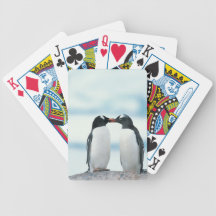 Two Penguins touching beaks Poker Cards