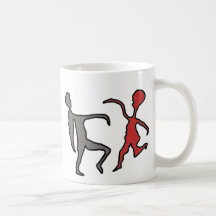 Two people dancing with "lets dance" black text. coffee mug