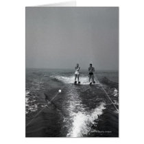 Two people waterskiing cards