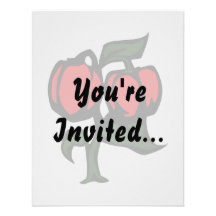 Two Peppers on a plant red green graphic Personalised Invite