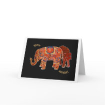 "Two Persian Elephants"Happy Birthday Greeting Card