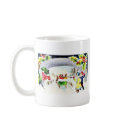 Two persons playing a music horne and the other tw mugs