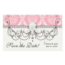 two pink and cream elegant damask rectangle sticker