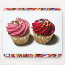 Two Pink Cupcakes Mouse Pads