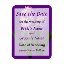 Two Pink Hyacinths Save the Date Rectangle Magnet