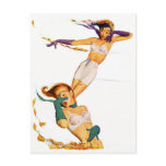 Two Pinup Girl in their Underwear in the Wind Post Card