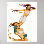 Two Pinup Girl in their Underwear in the Wind Posters