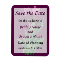 Two Purple Tulips Save the Date Vinyl Magnets
