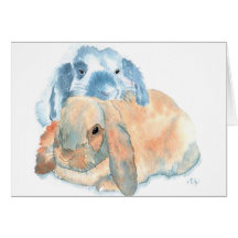 Two Rabbits Greeting Cards