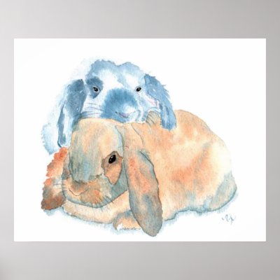 Two Rabbits Print by mozache