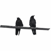 Two Ravens On A Wire Magnet (Sculpted)